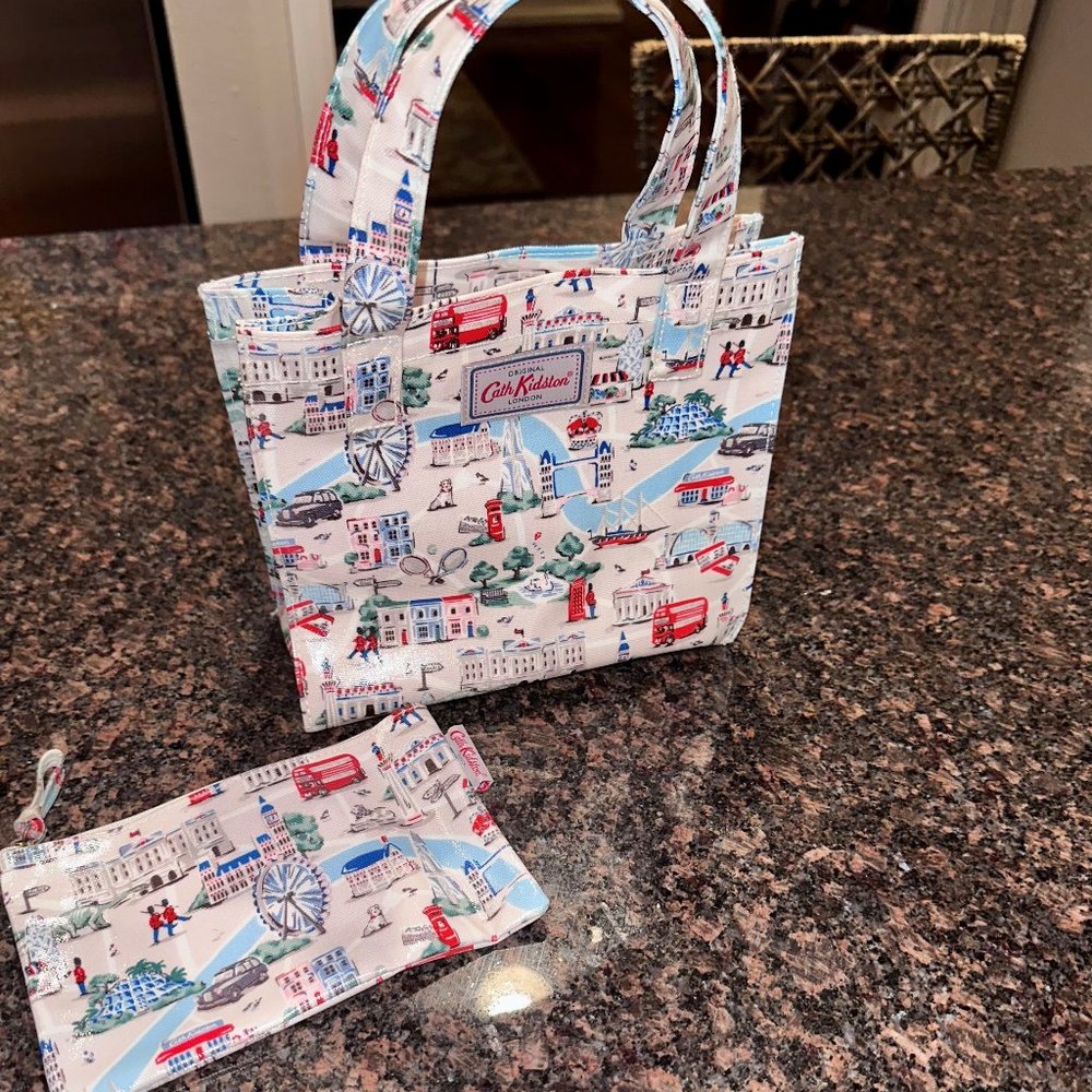 Cath Kidston "London View" Small Book Bag w/ Zipper Pouch
